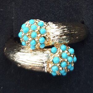 Amazing Precious Vintage 15K Yellow Gold & Turquoise Statement Ring
